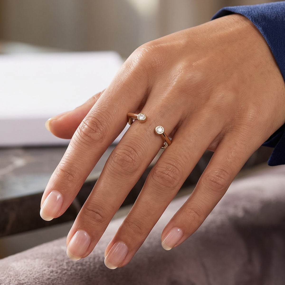 925 Sterling Silver Geometric Open Cuff Ring