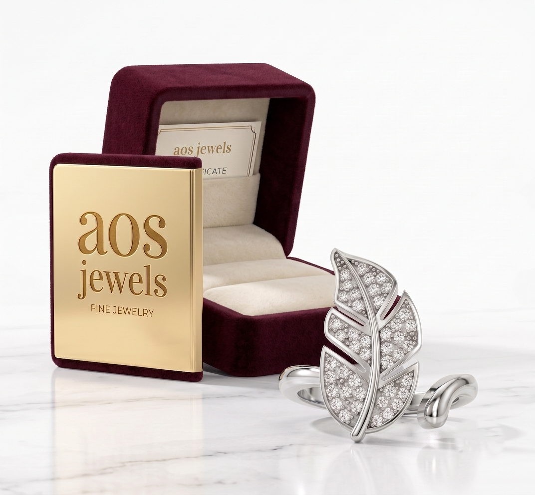 Silver Moissanite Botanical Open Ring