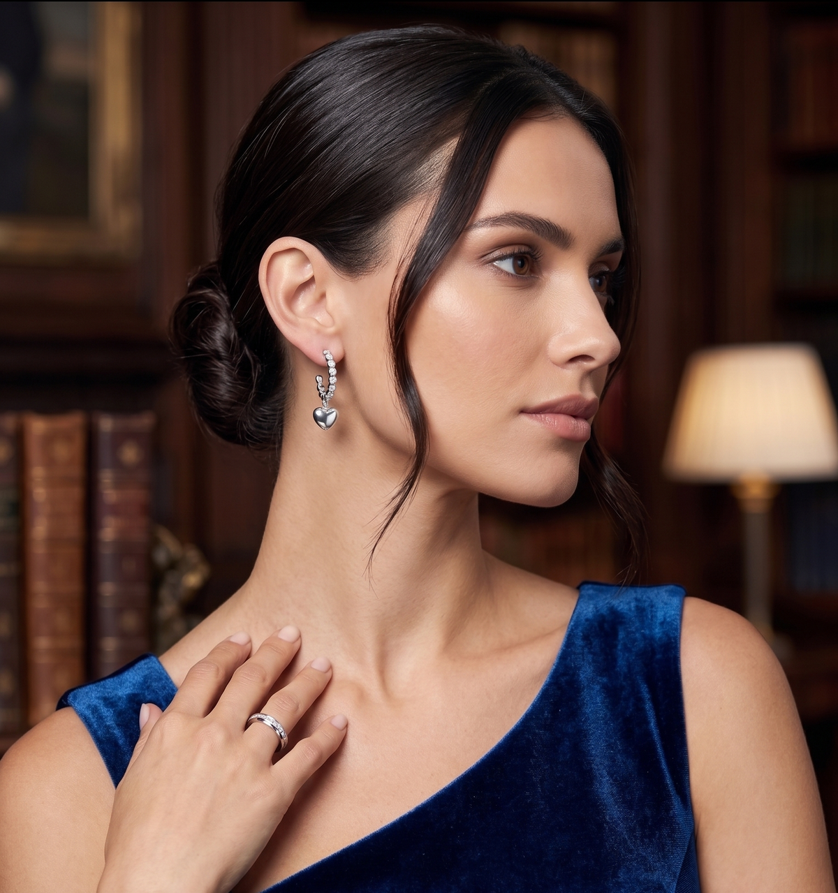 Enchanting Silver Heart Charm Hoop Earrings