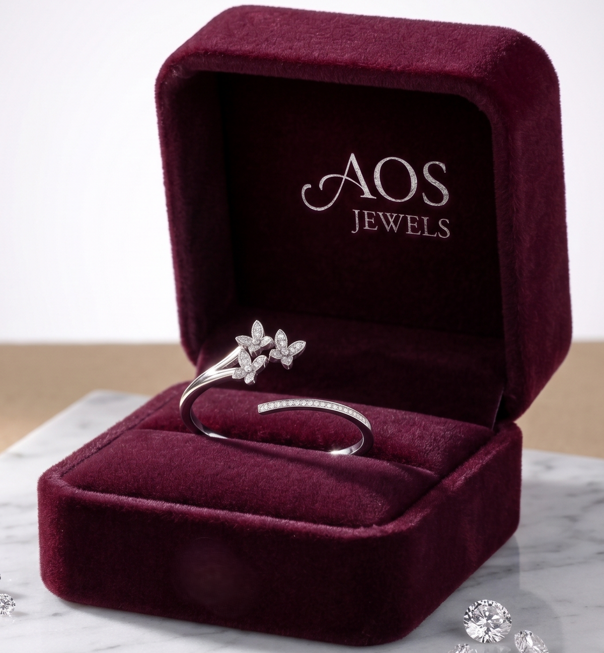 Delicate Pave Split Shank Open Silver Ring