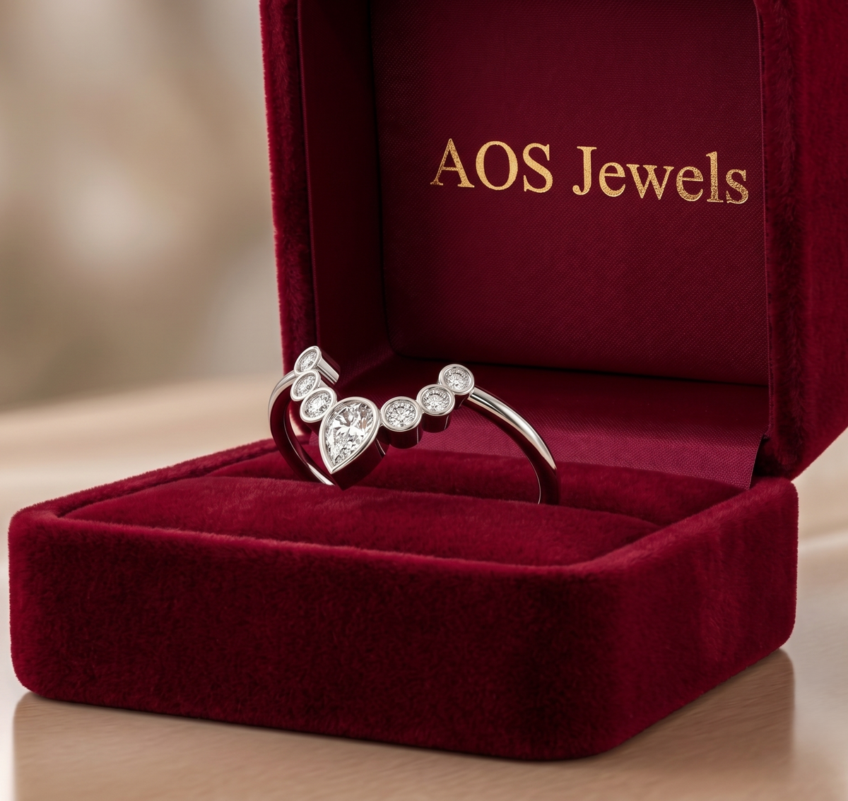 The Royal Pear Bezel Crown Silver Ring