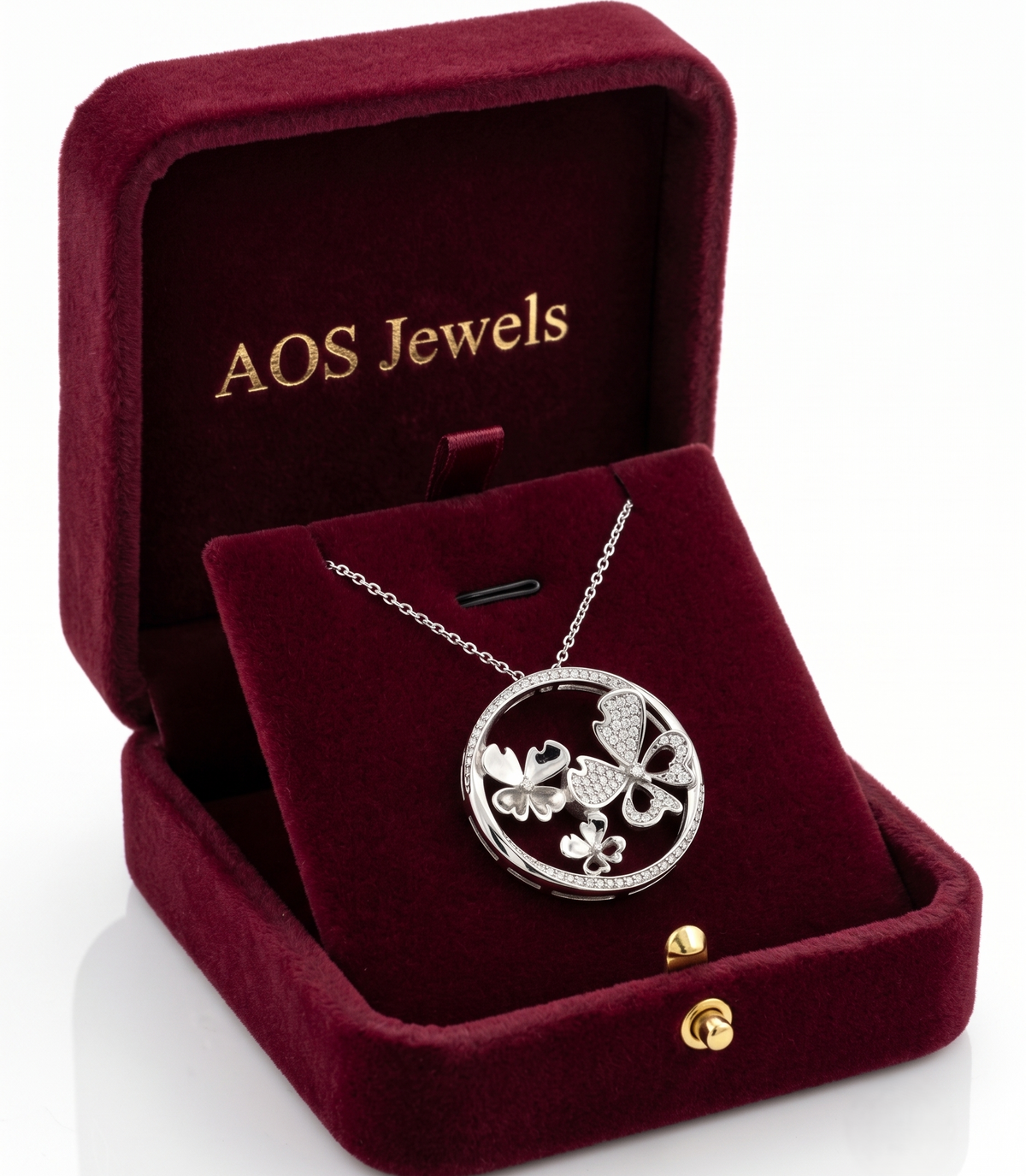 Enchanting Butterfly Garden Circle Pendant in 925 Sterling Silver