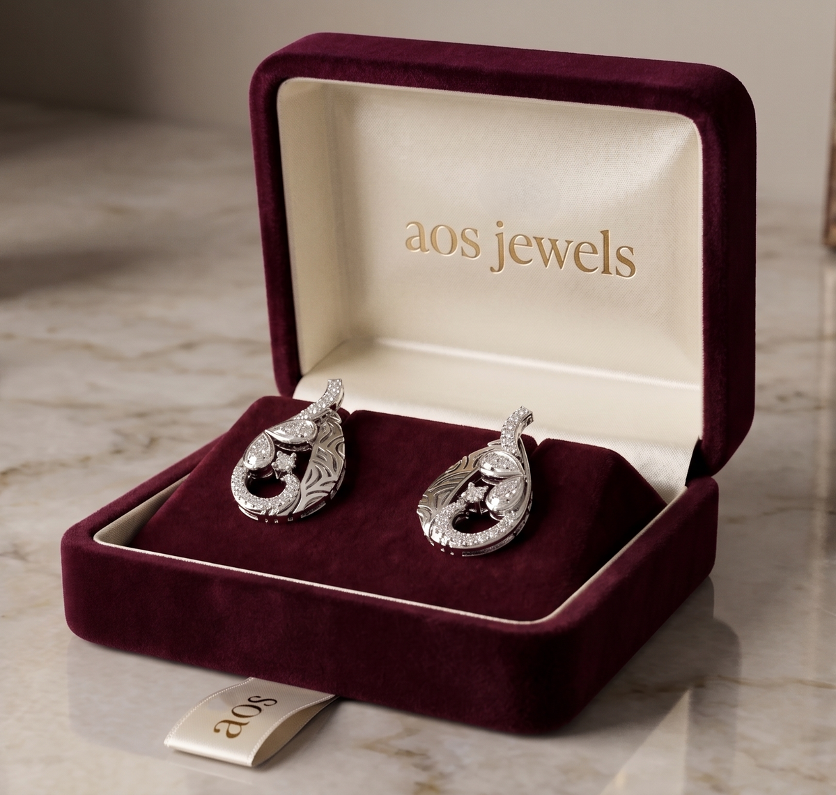 AOS Signature Pear-Cut Botanical Earrings