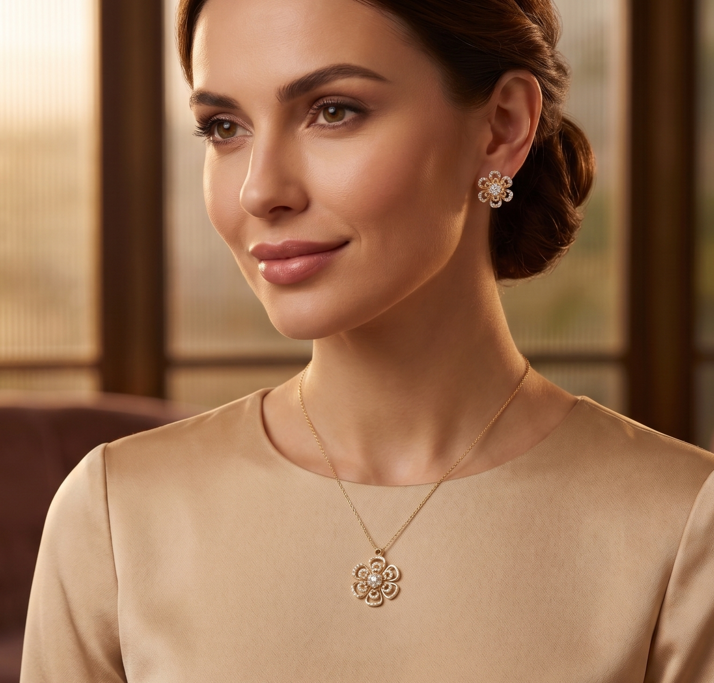 The Ethereal Open-Petal Floral Pendant Set