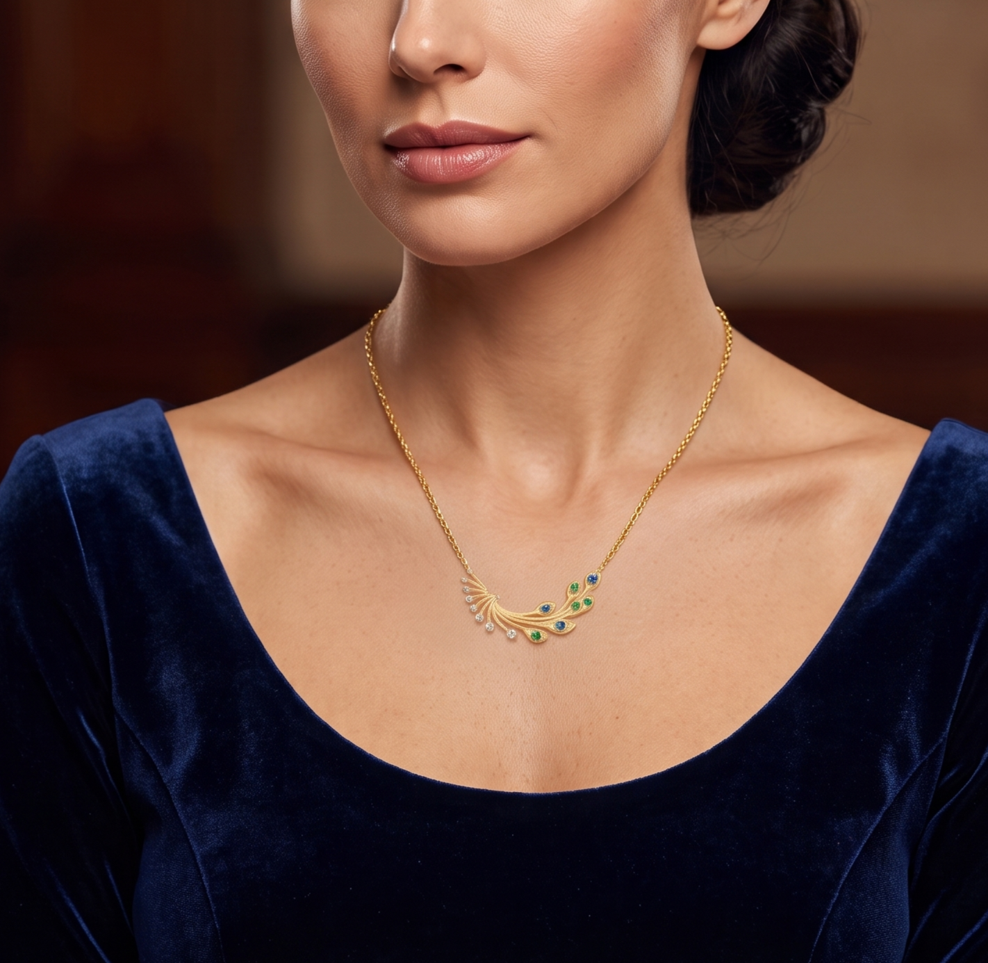 Majestic Peacock Plume Silver Pendant