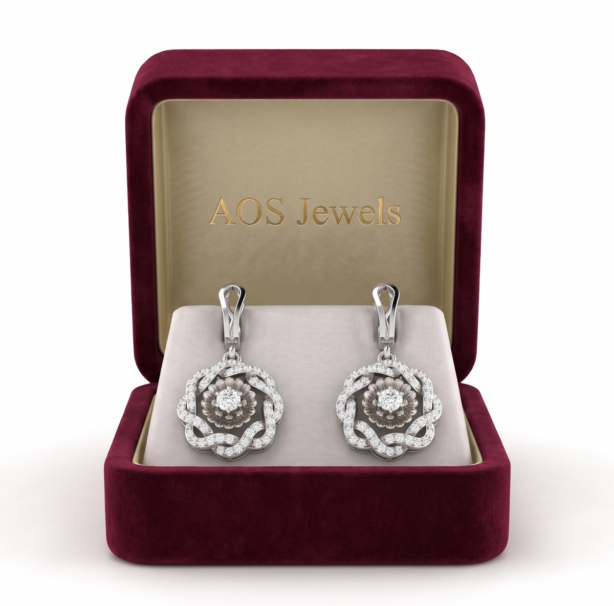 Whispering Petals Openwork Silver Drop Earrings