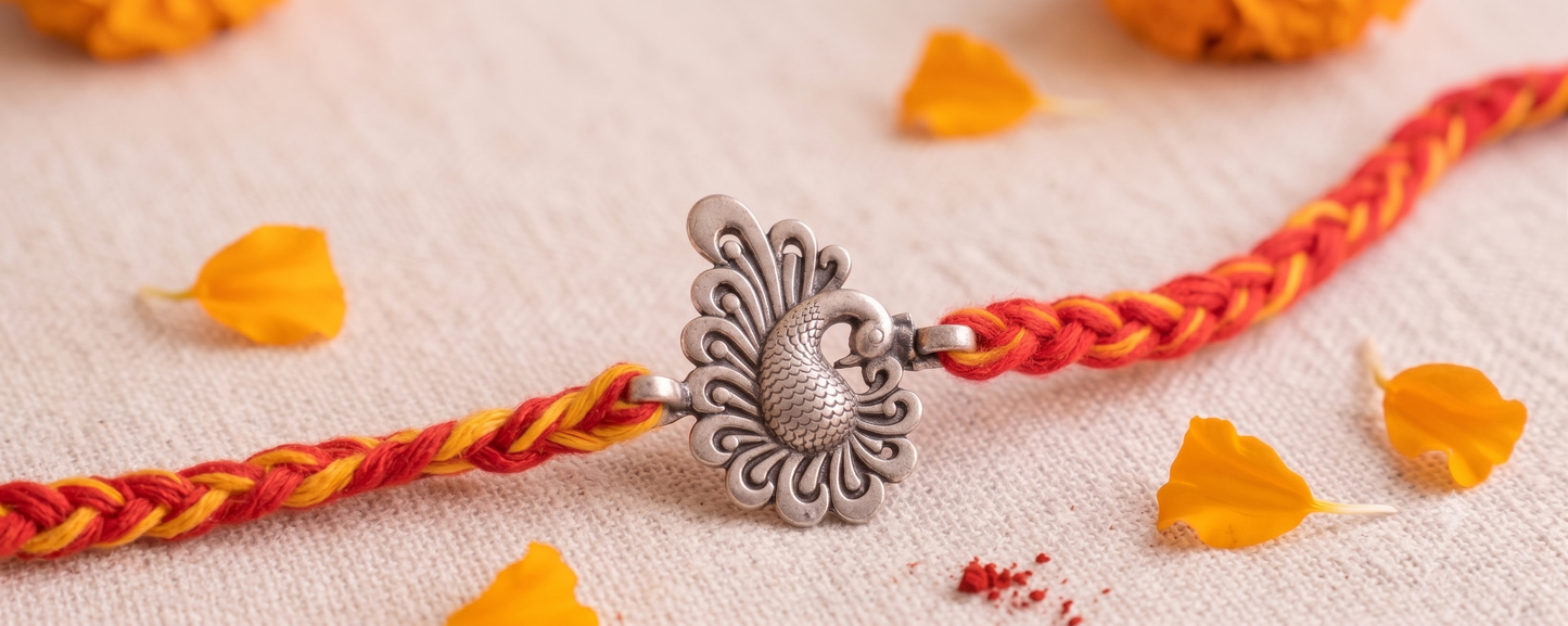 The Peacook 925 Silver Rakhi