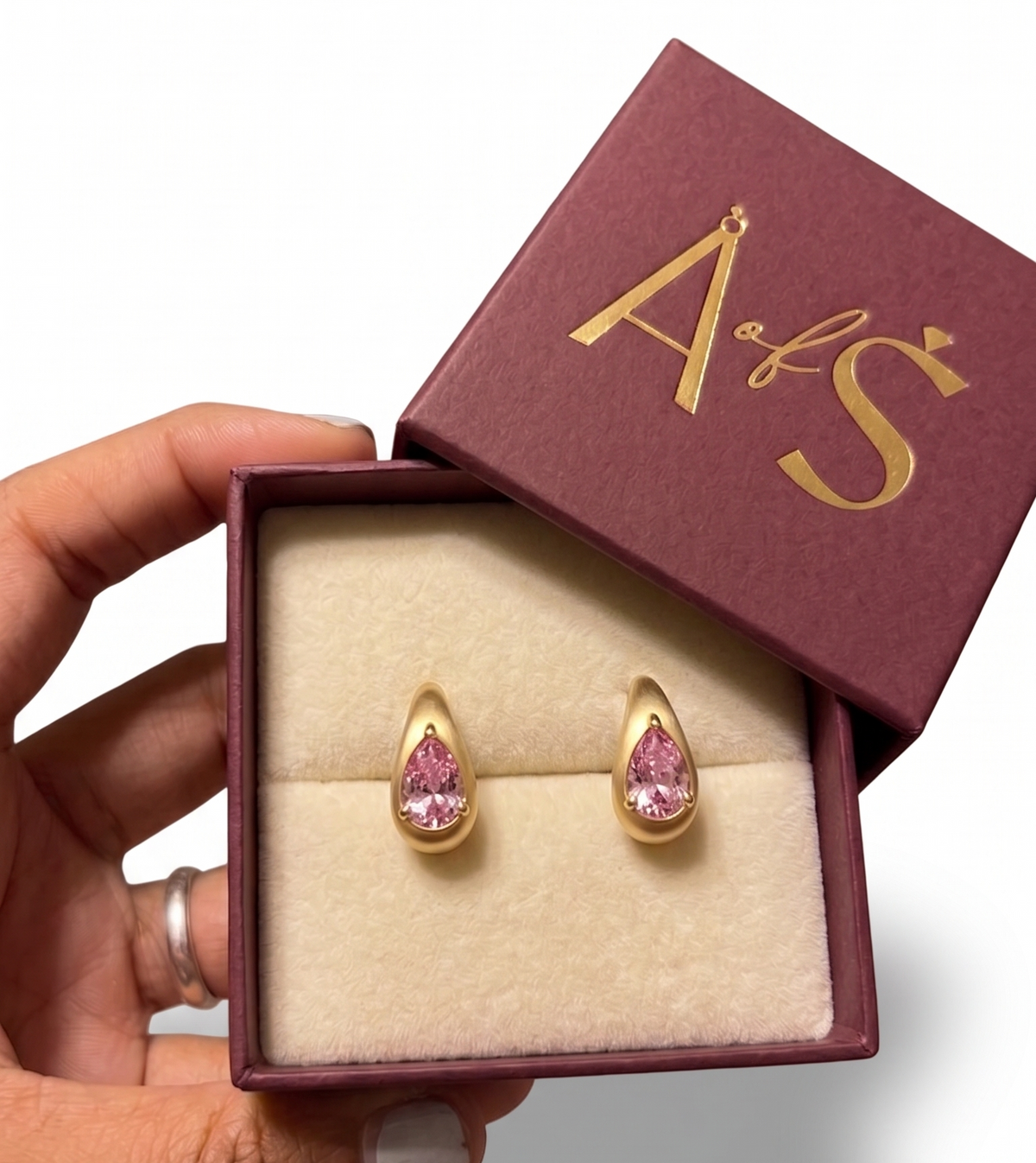 The "Blush Teardrop" Modern Silver Earrings