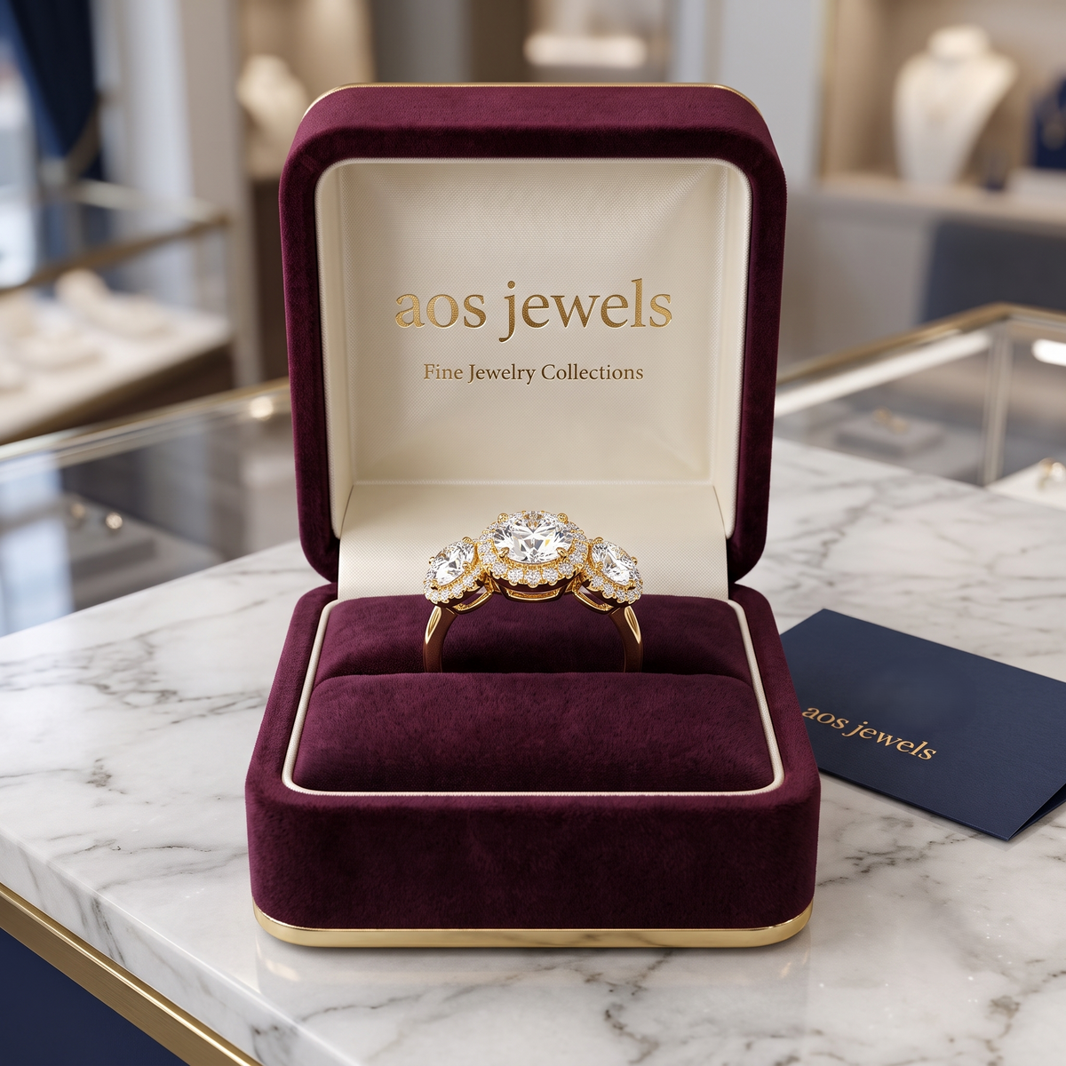 Ethereal Triple Halo Round-Cut Moissanite Silver Ring
