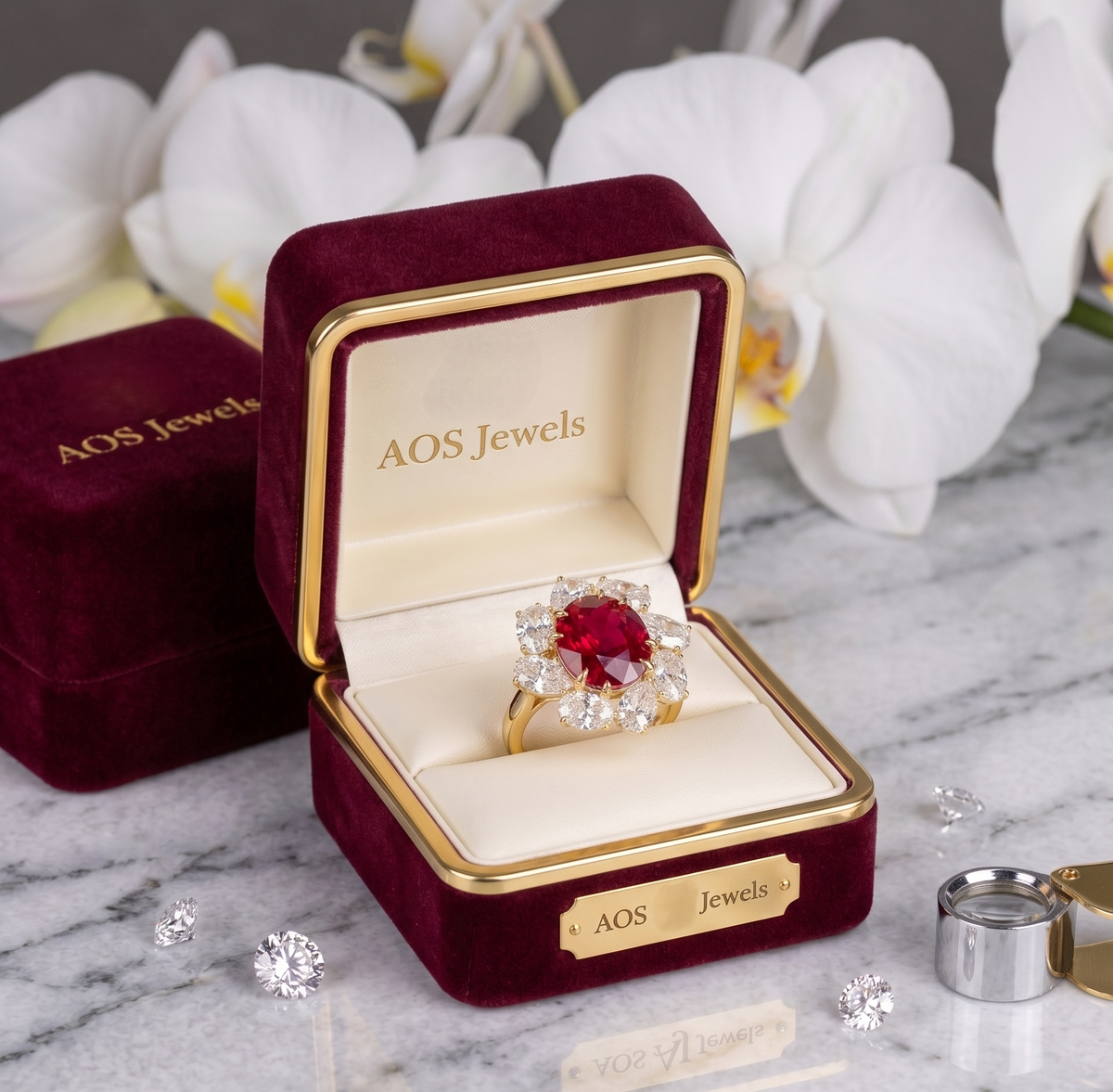 The Royal Red Sunburst Silver Ring