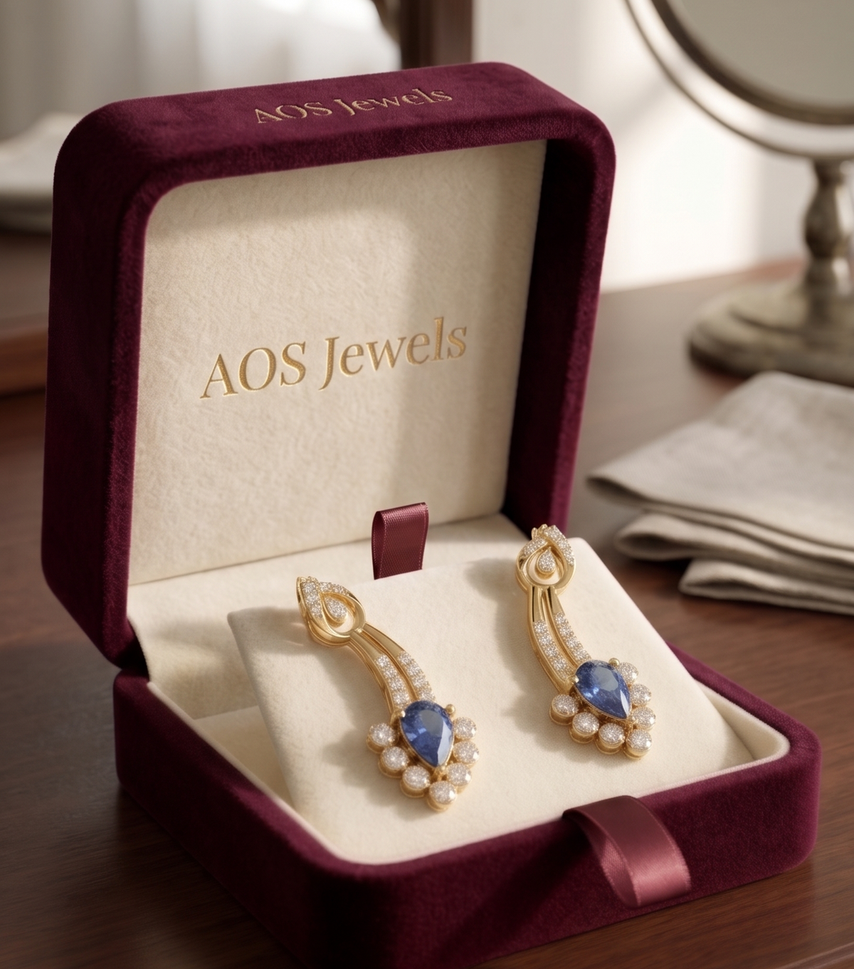 The 'Azure Waterfall' Sweeping Drop Earrings