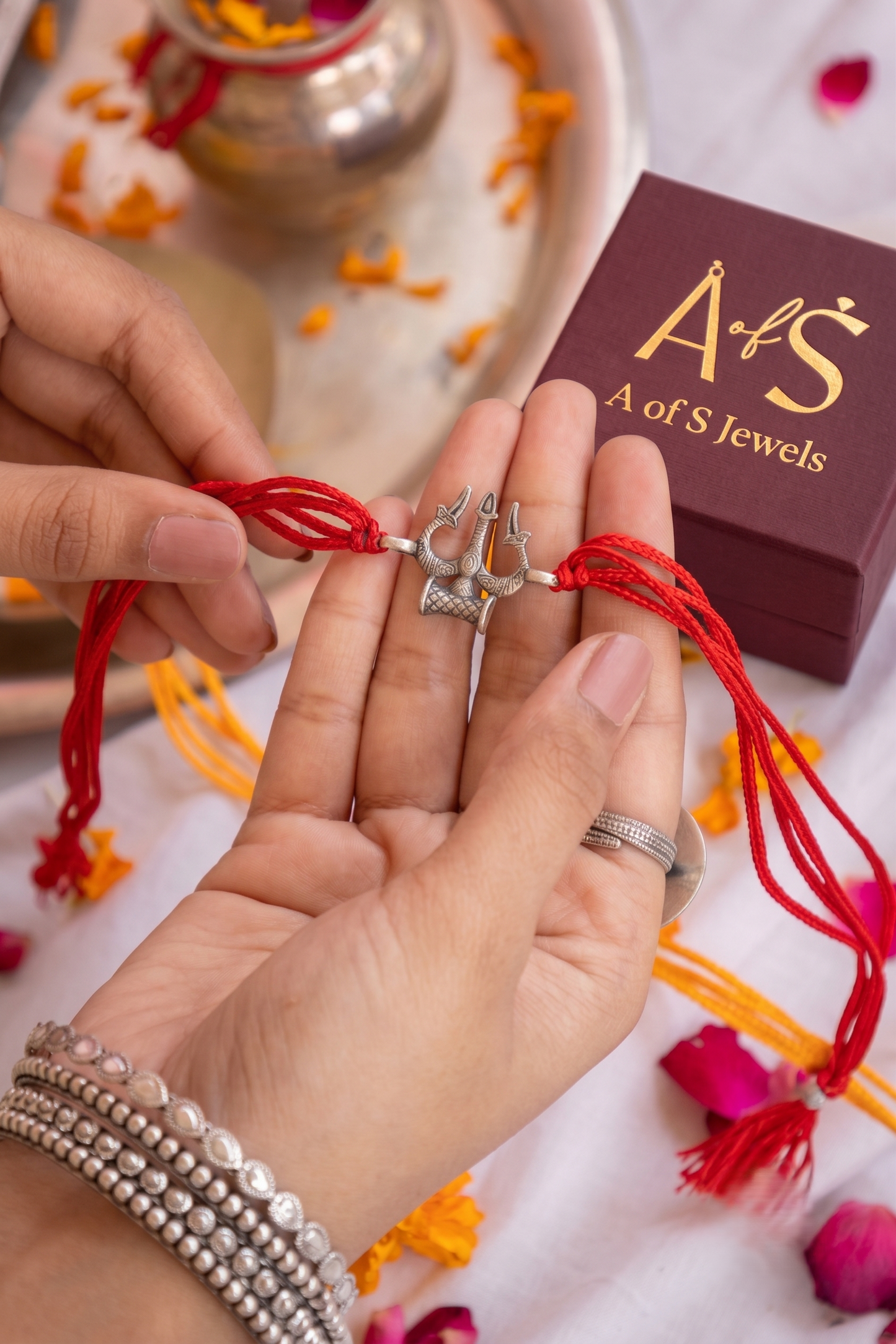 The Trisul 925 Silver Rakhi