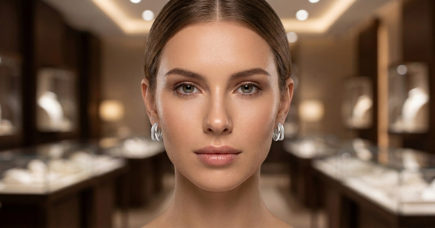A pair of silver-toned hoop earrings
