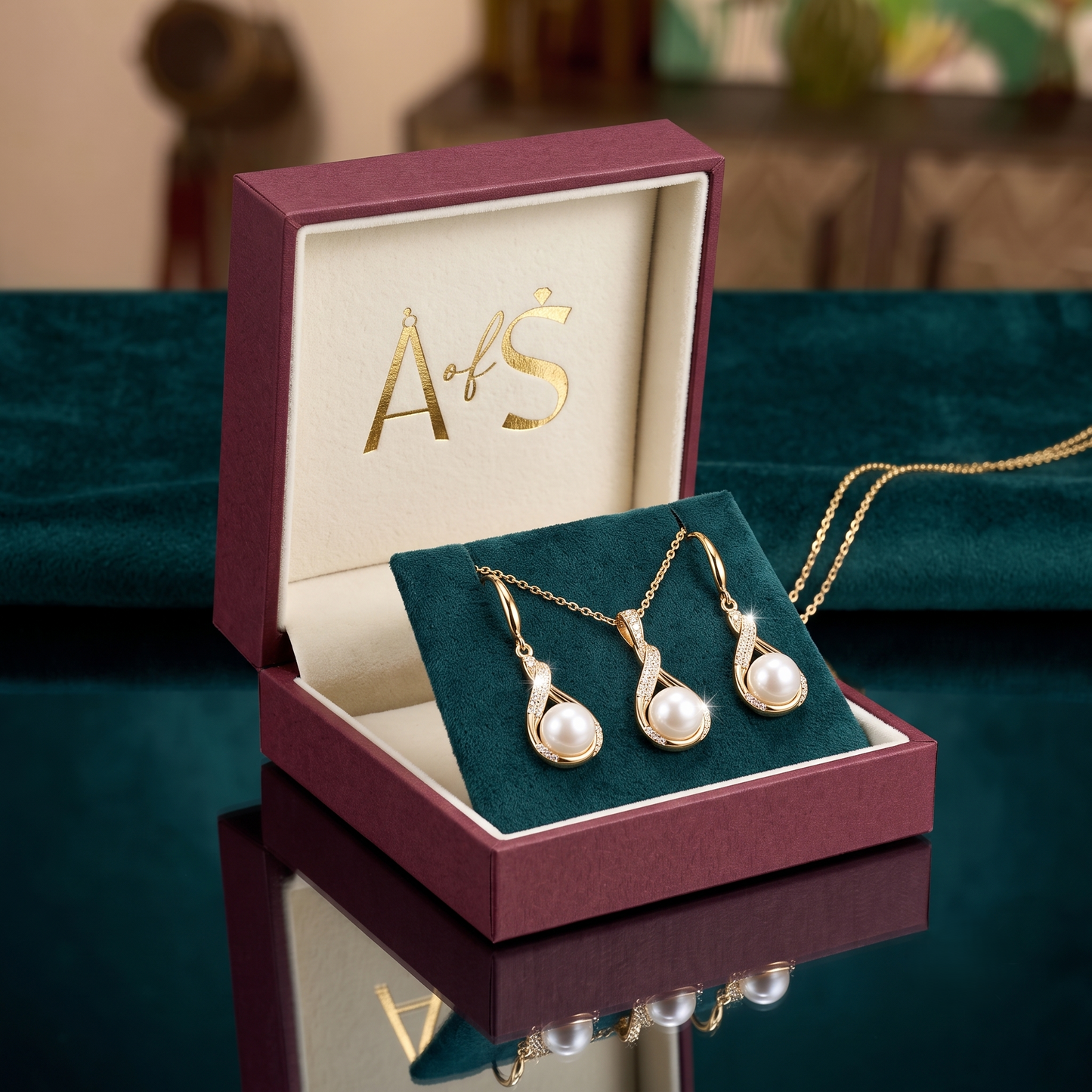 The Classic & Sophisticated Luminous Pearled Drop Sterling Silver Set