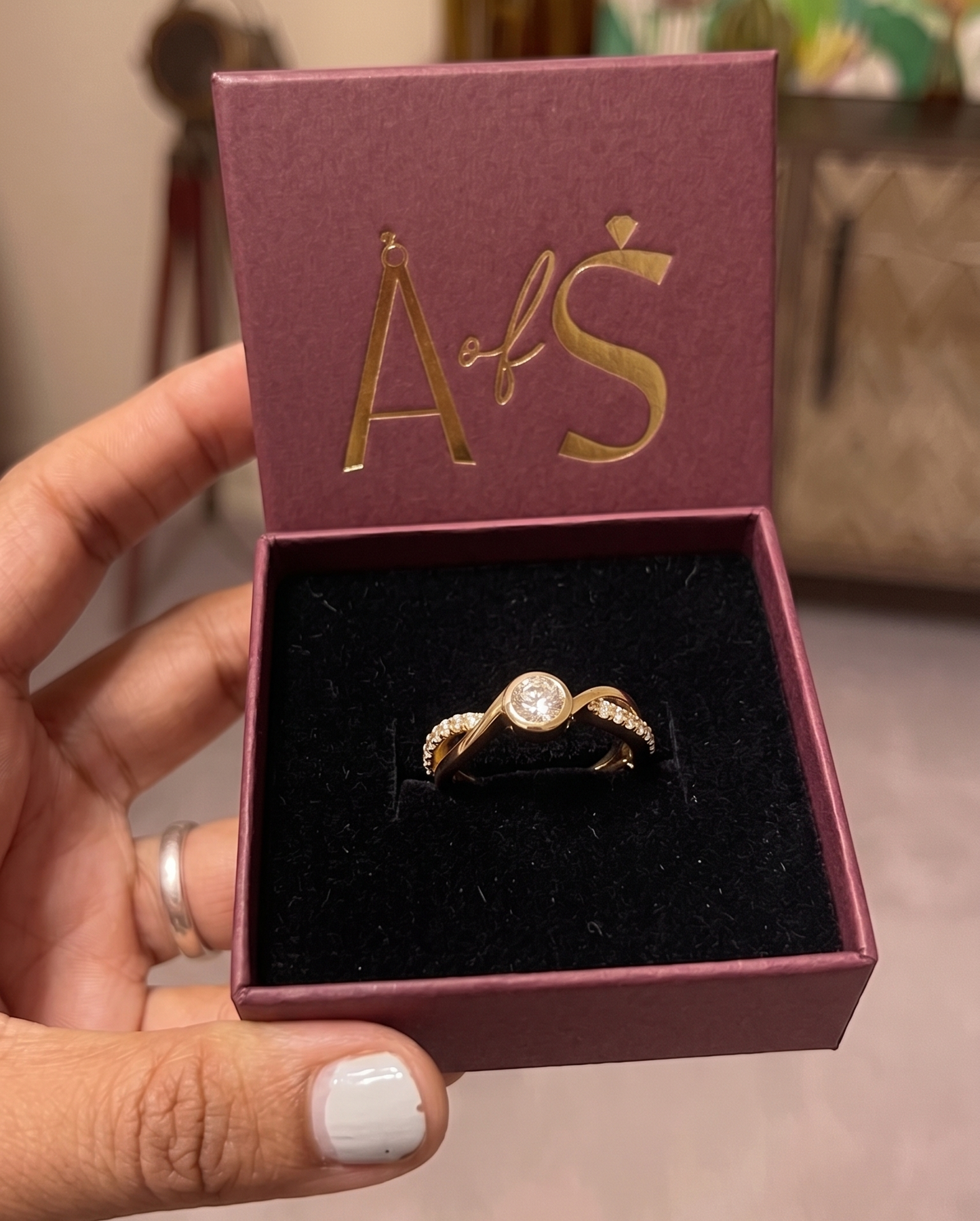 Sterling Silver Twisted Bezel Solitaire Ring