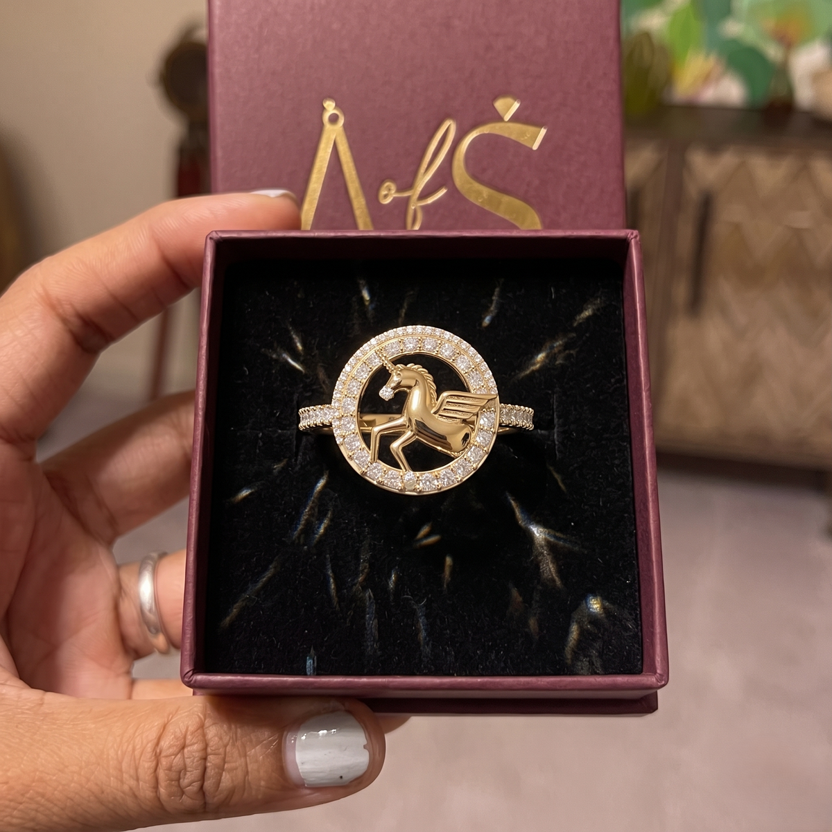Sterling Silver Winged Unicorn Statement Ring