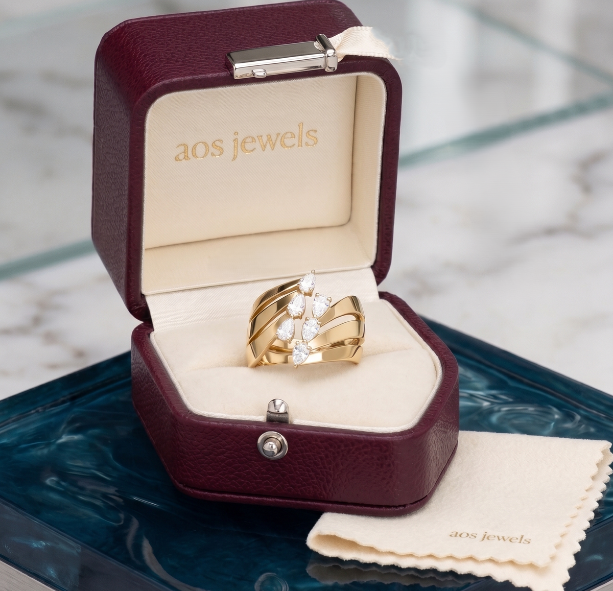 The Liquid Silver Cascade Wrap Ring