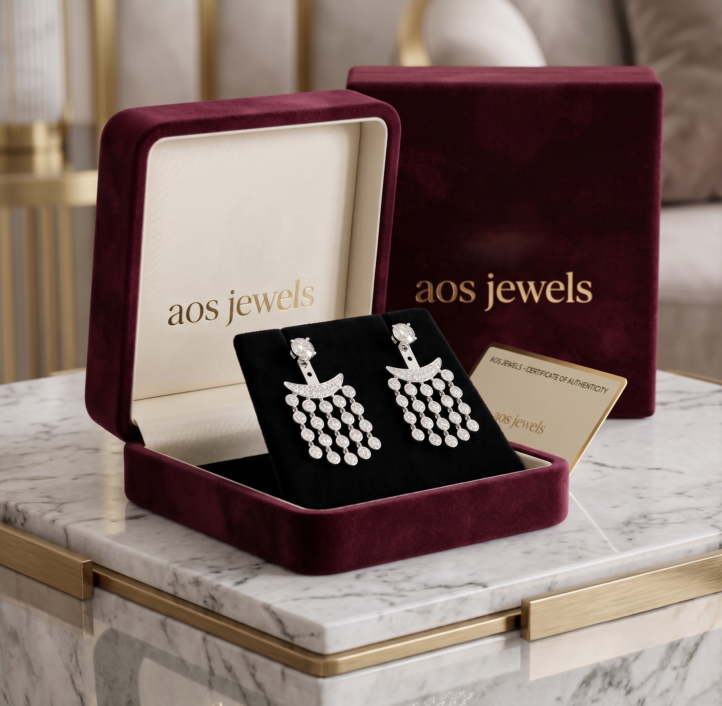 925 Sterling Silver Crescent Fringe Ear Jackets