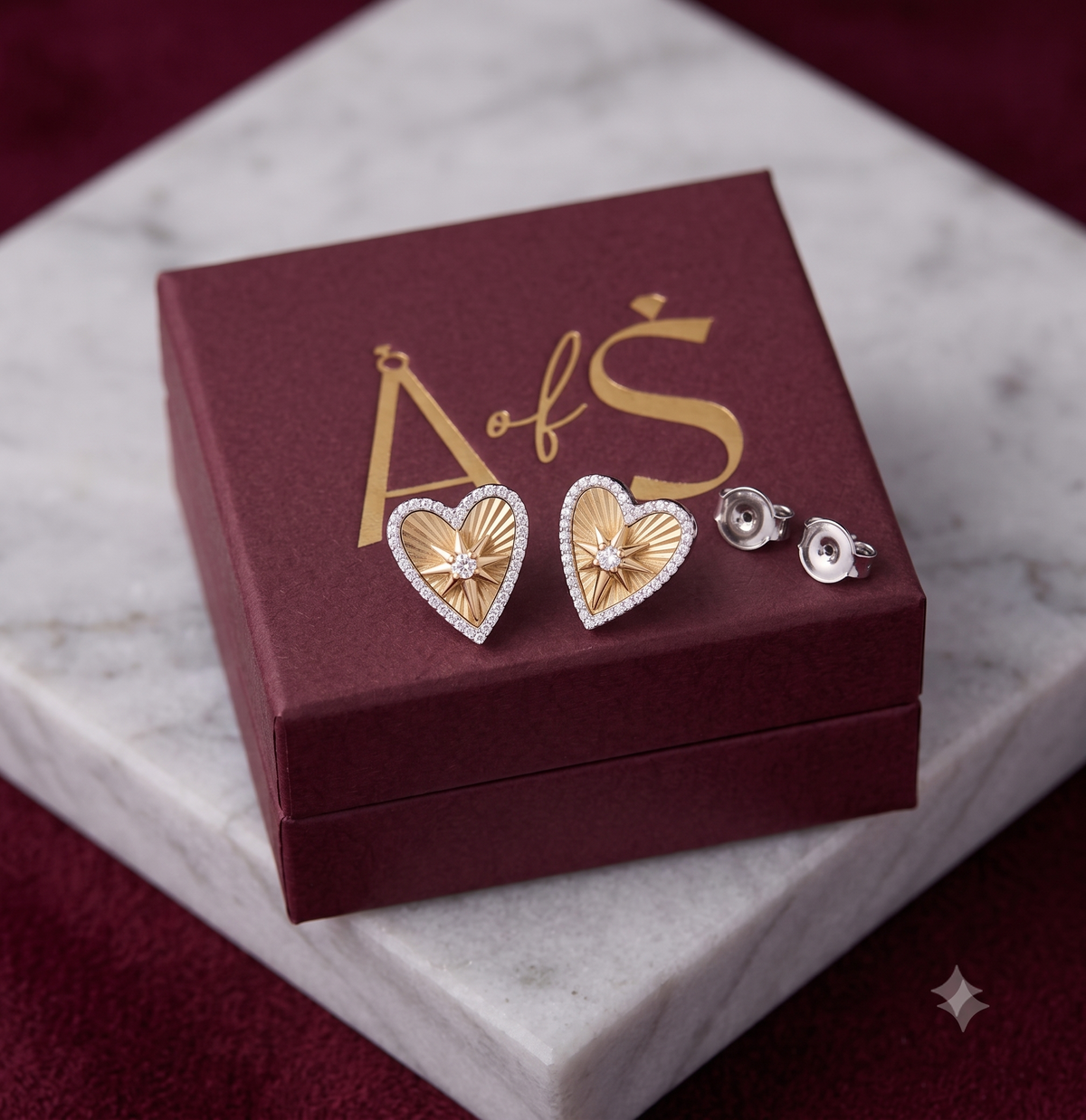 The "Celestial Heart" Two-Tone Stud Earrings