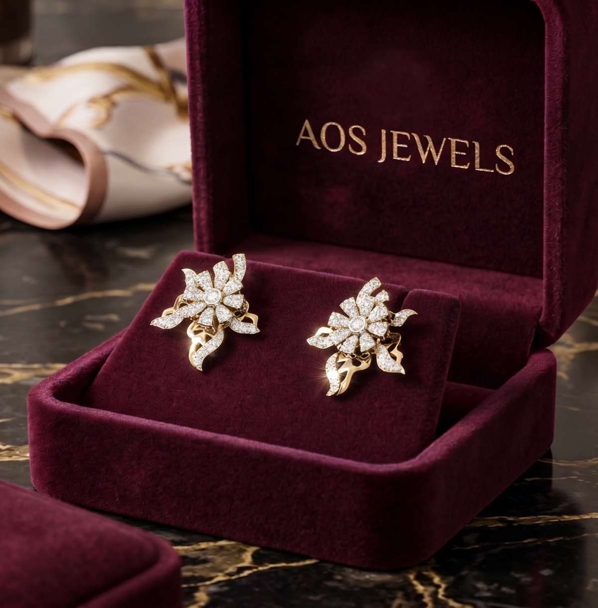 Sparkling Comet Floral Cluster Earrings