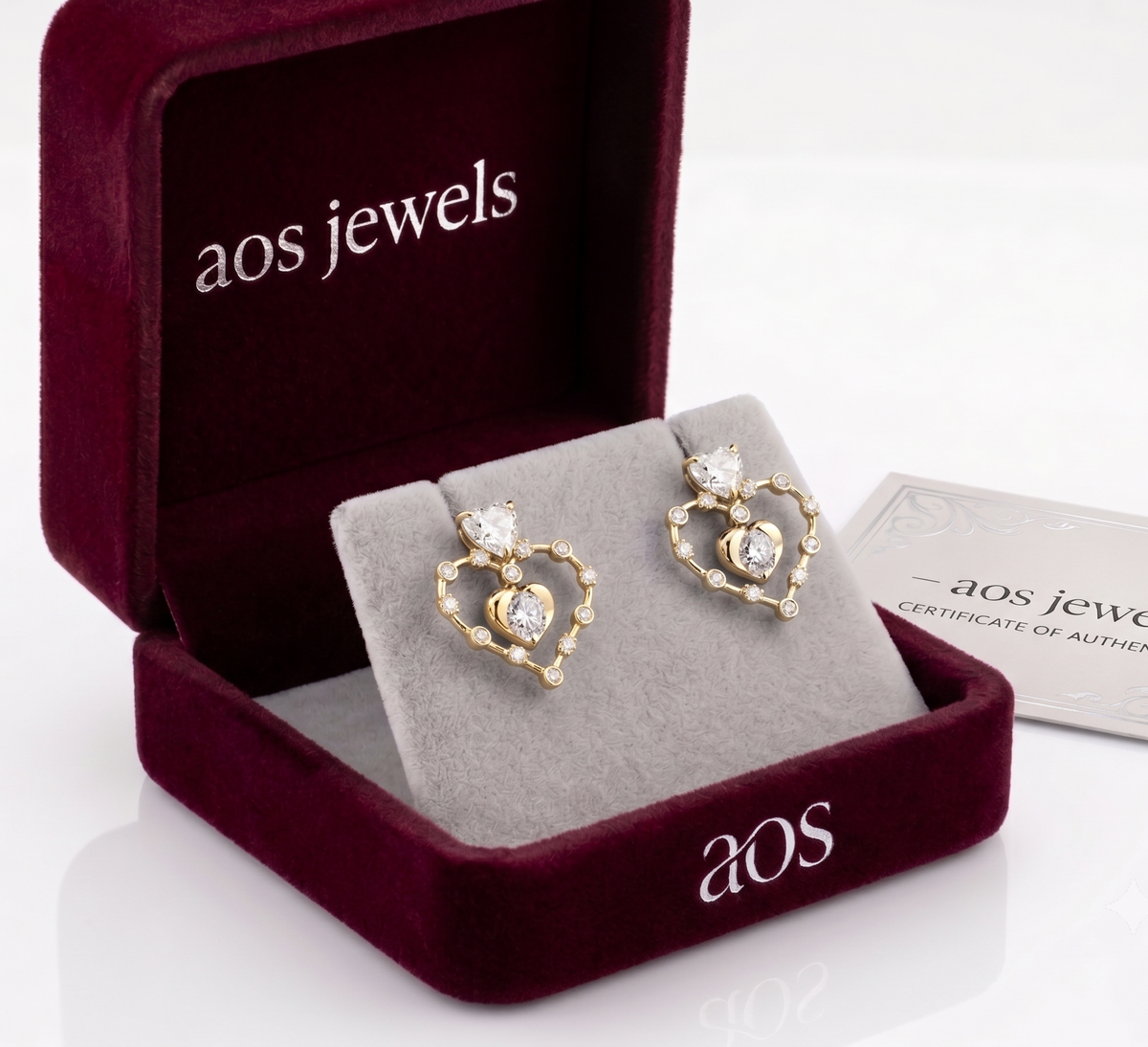 925 Sterling Silver Nested Heart Drop Earrings