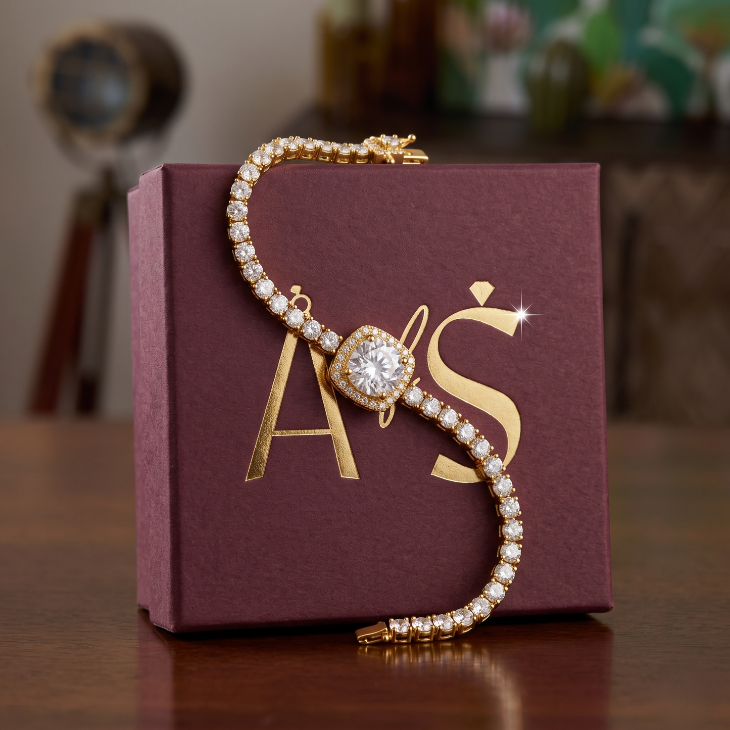 Cushion Cut Centerpiece Silver Tennis Bracelet