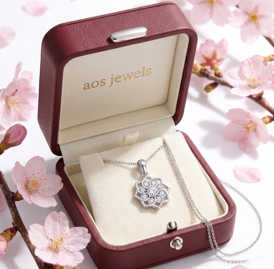 925 Sterling Silver Lotus Moissanite Pendant