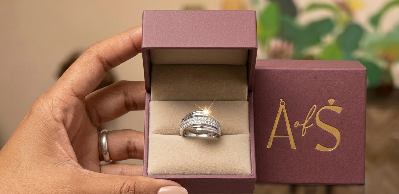 The silver wrap-style ring with three rows