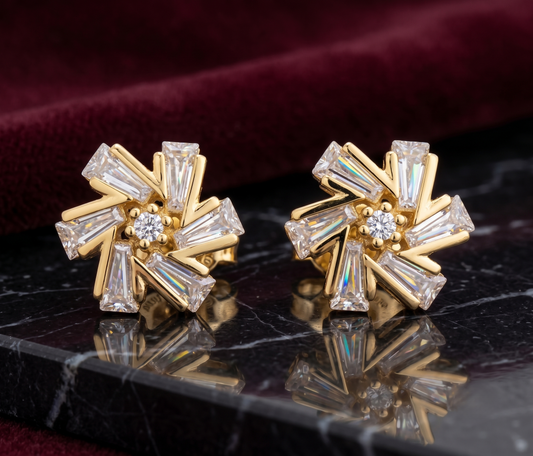 A pair of silver-tone geometric stud earrings