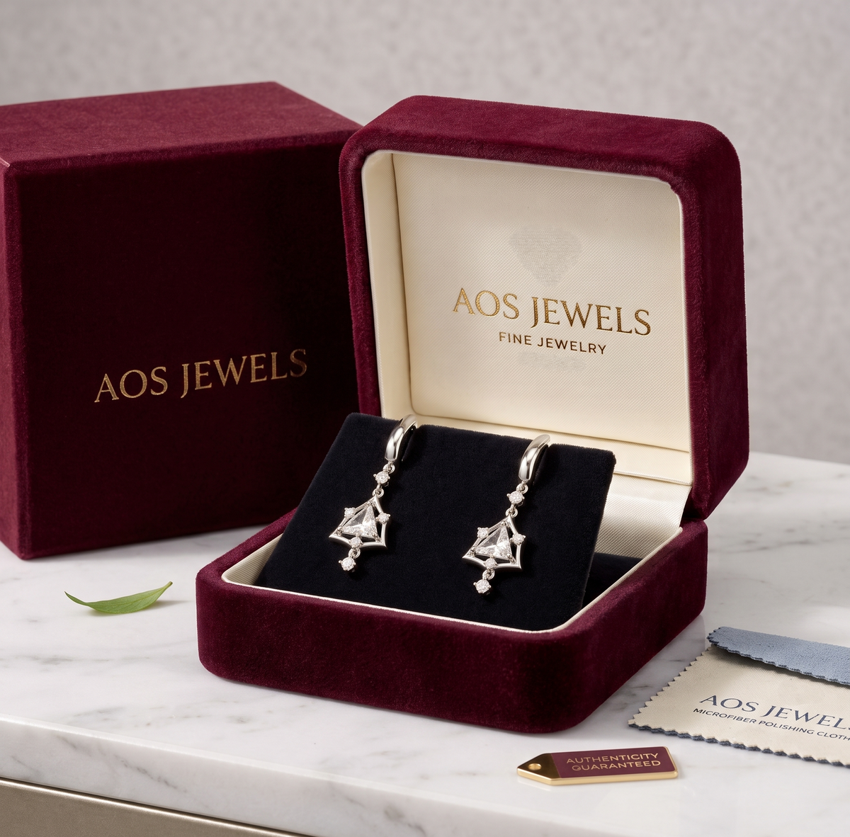 925 Sterling Silver Trillion Cut Moissanite Drop Earrings