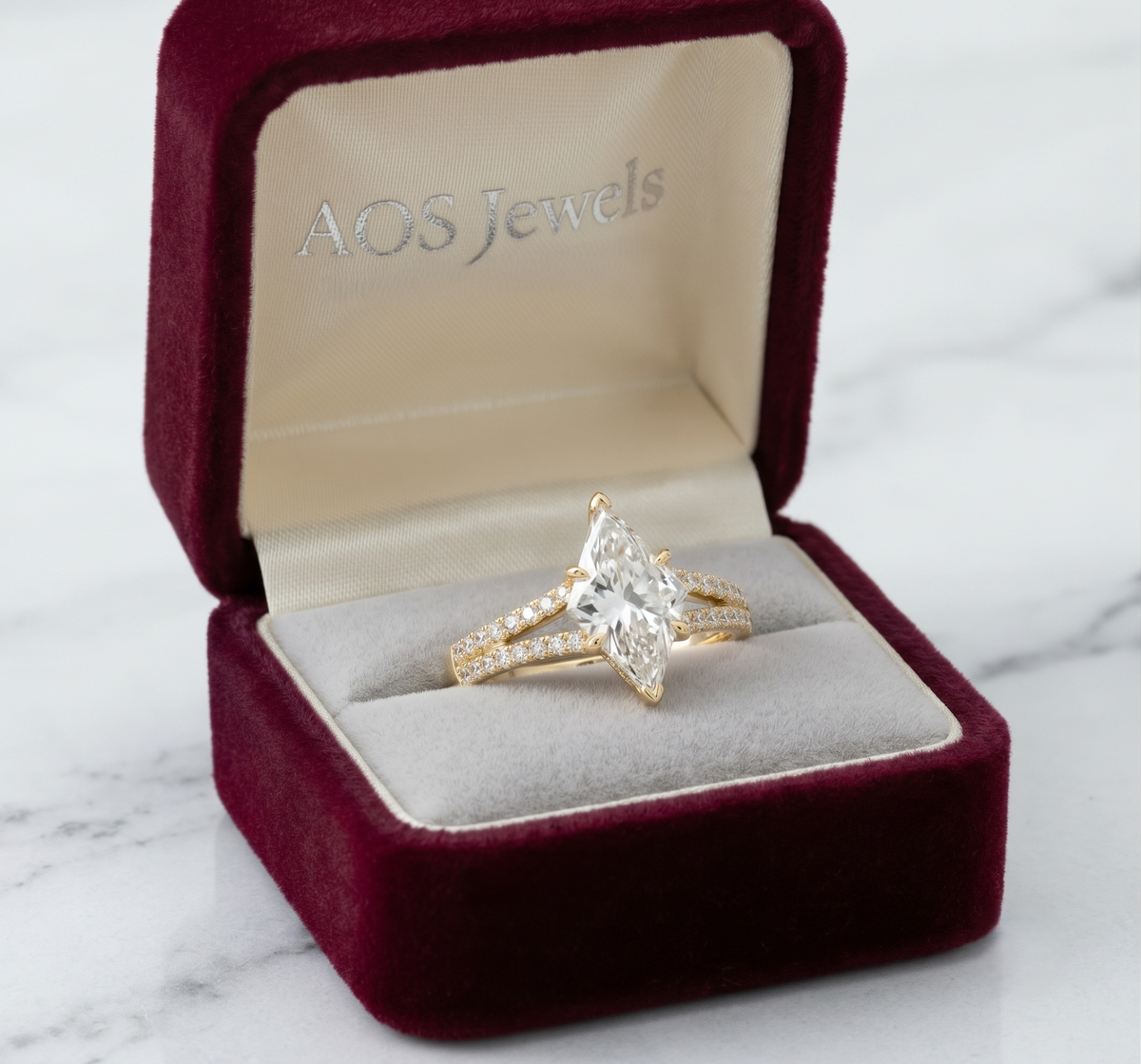 The Sterling Split-Shank Marquise Ring