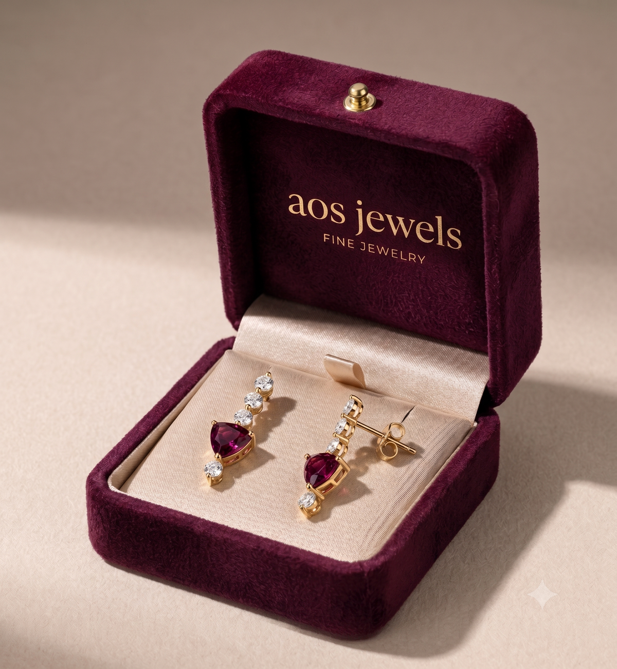 Berry Sparkle Silver Drop Studs