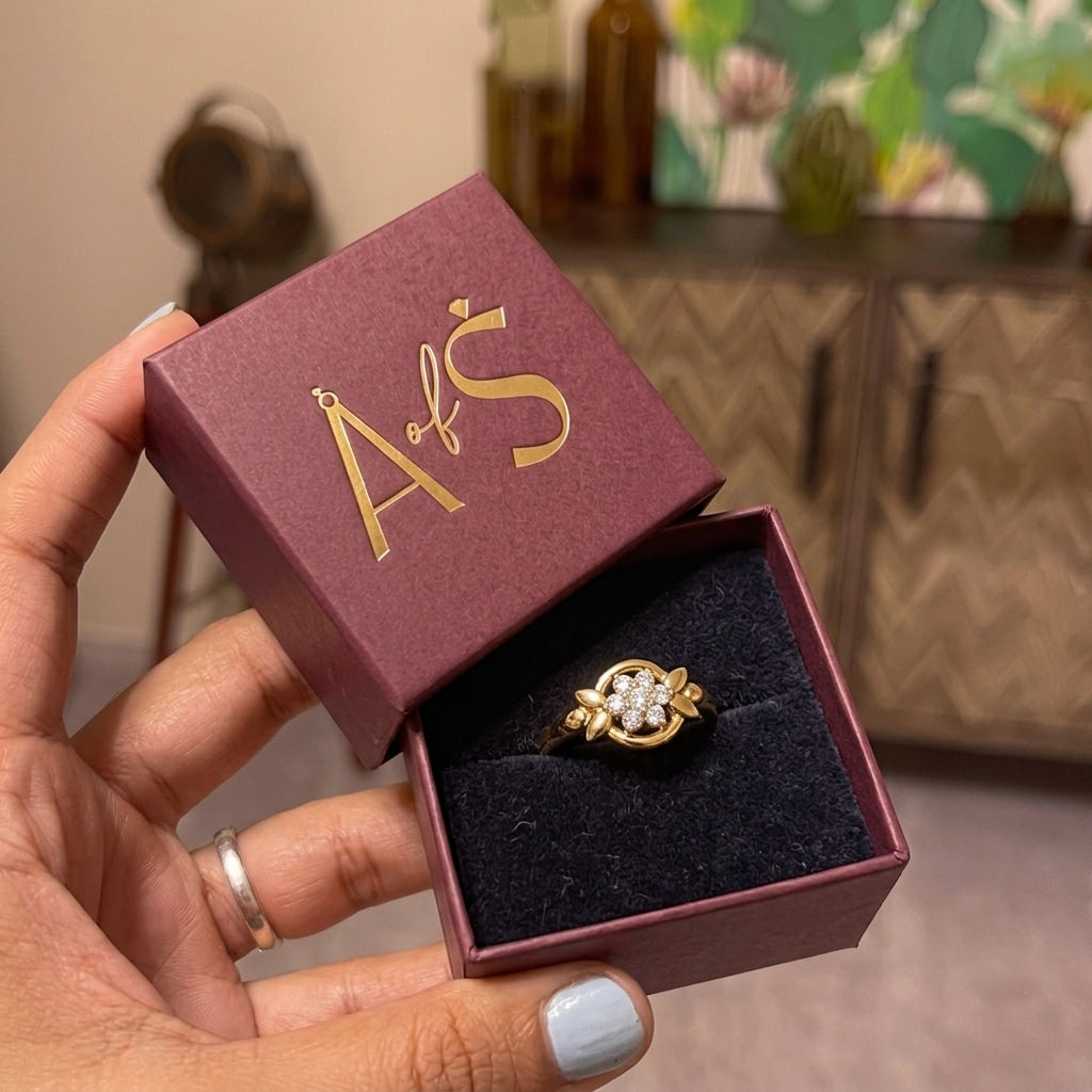 A Silver Diamond Flower Halo Ring