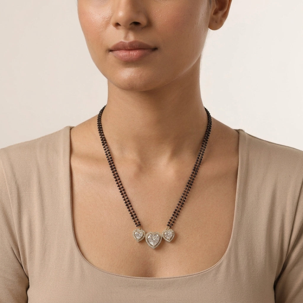 The Tripal Haert Gold Plated Mangalsutra