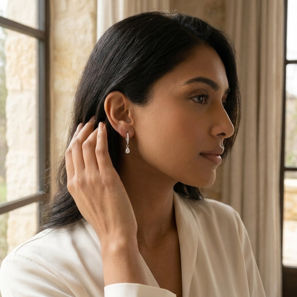 A pair of silver-toned drop earrings