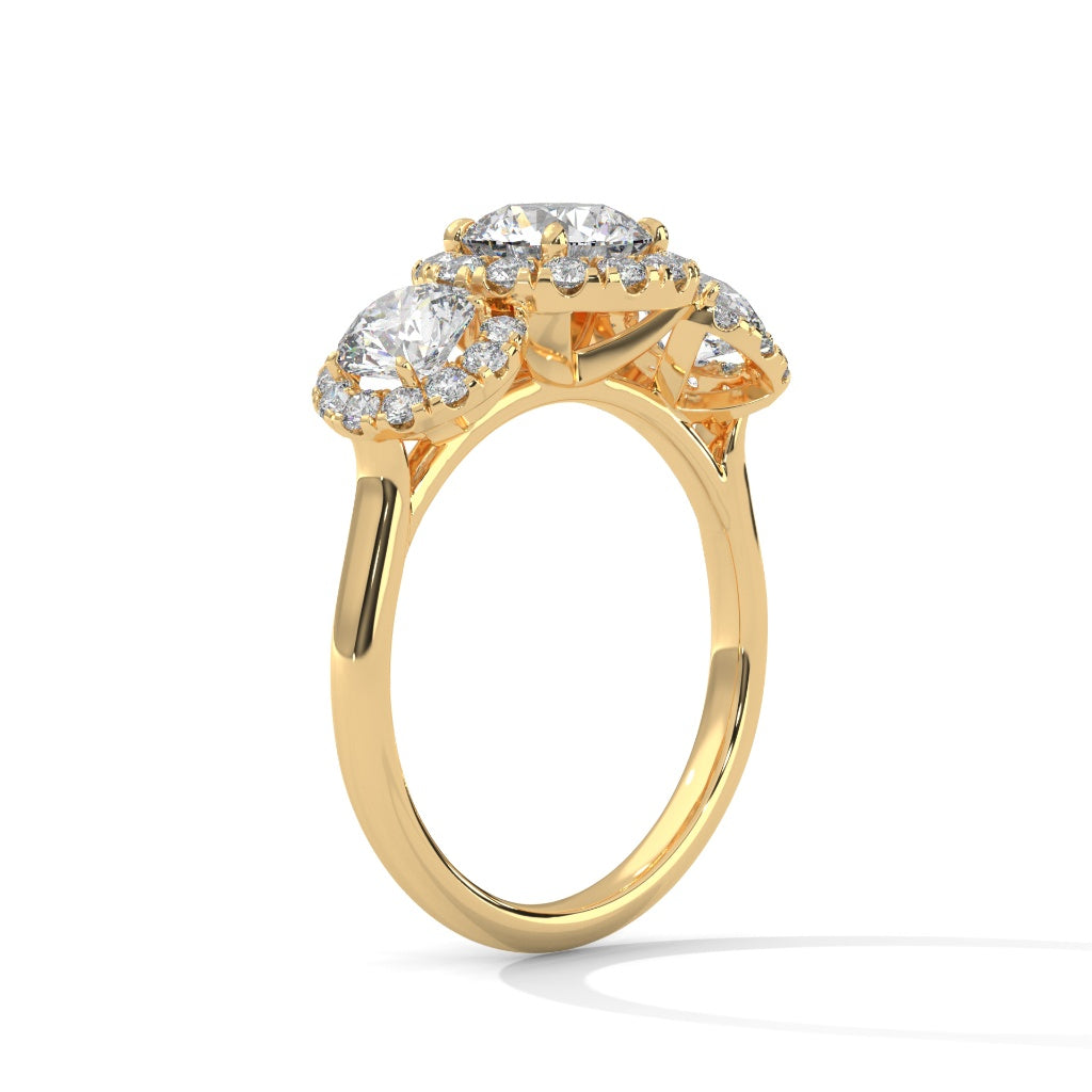 Ethereal Triple Halo Round-Cut Moissanite Silver Ring