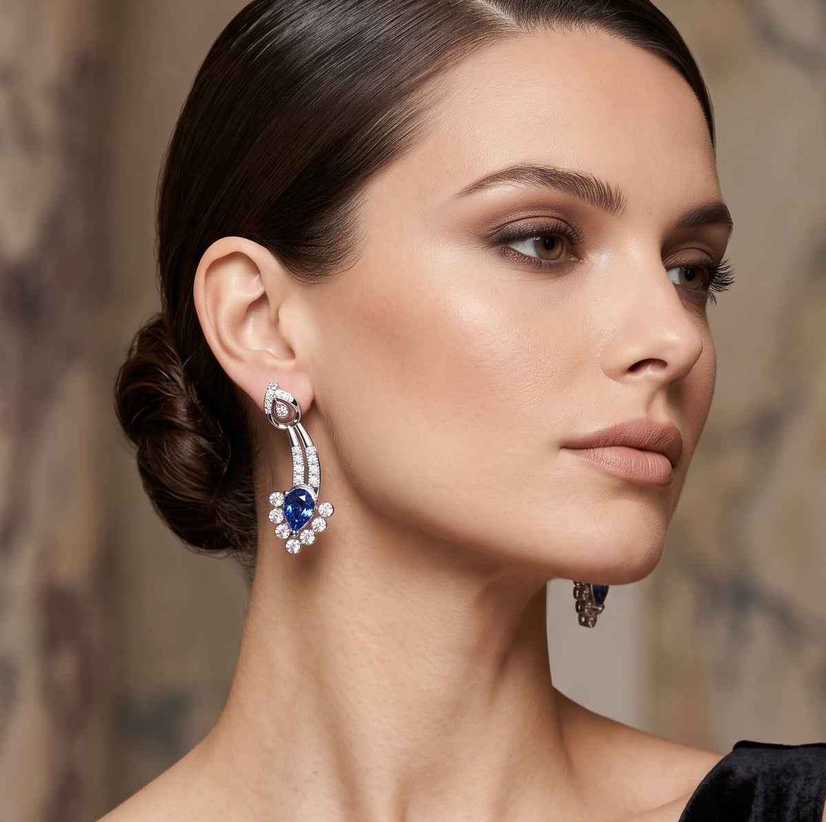 The 'Azure Waterfall' Sweeping Drop Earrings