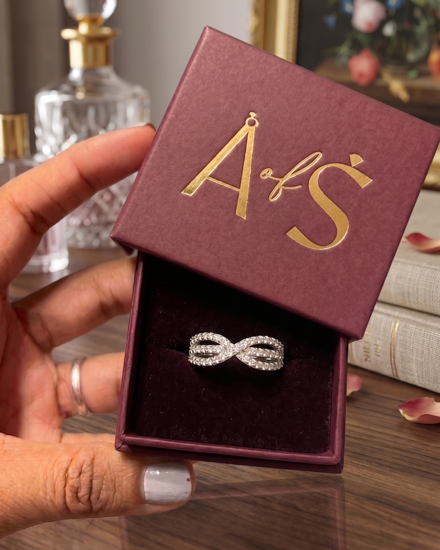 Sparkling Criss-Cross Silver Band
