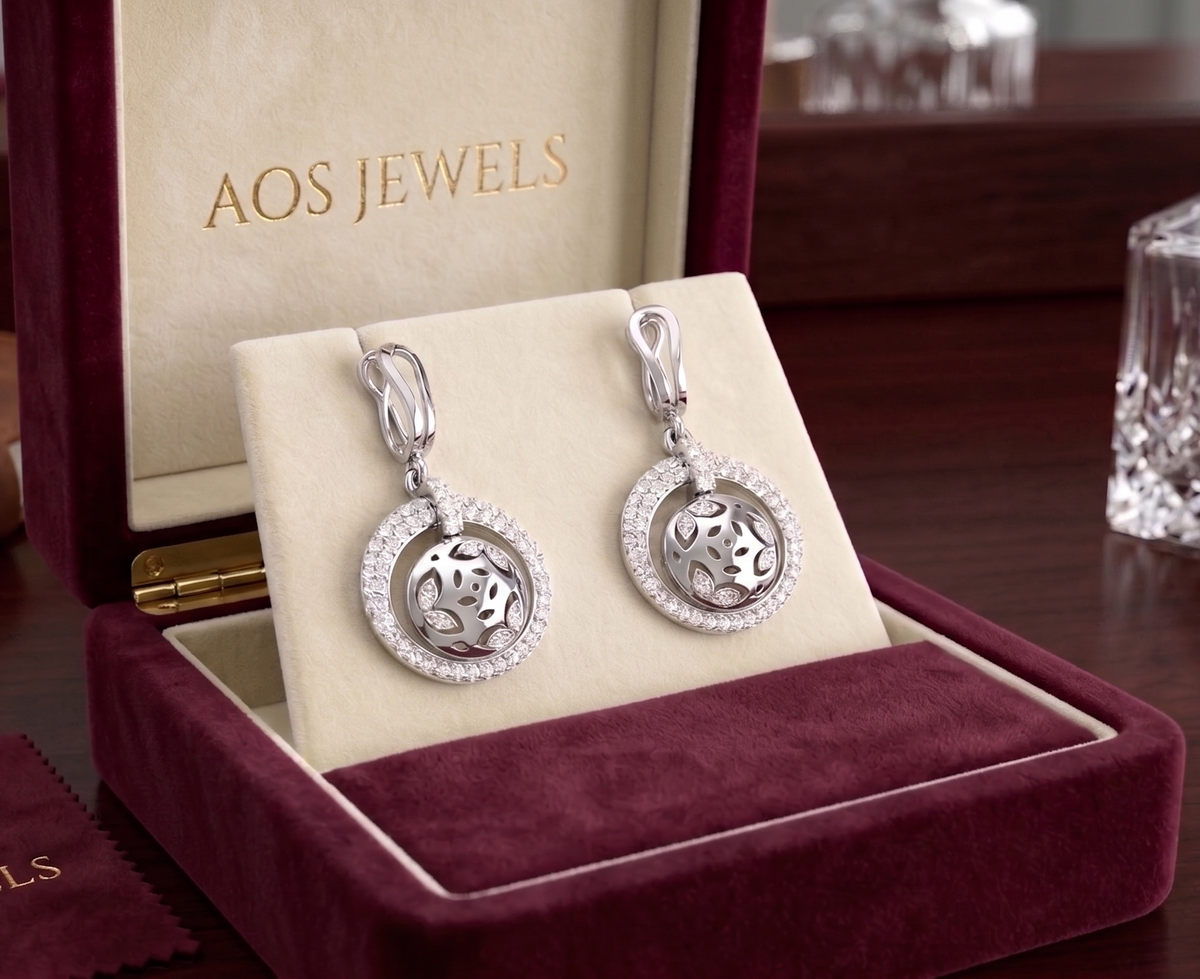 Celestial Nested Circle Silver Dangle Earrings