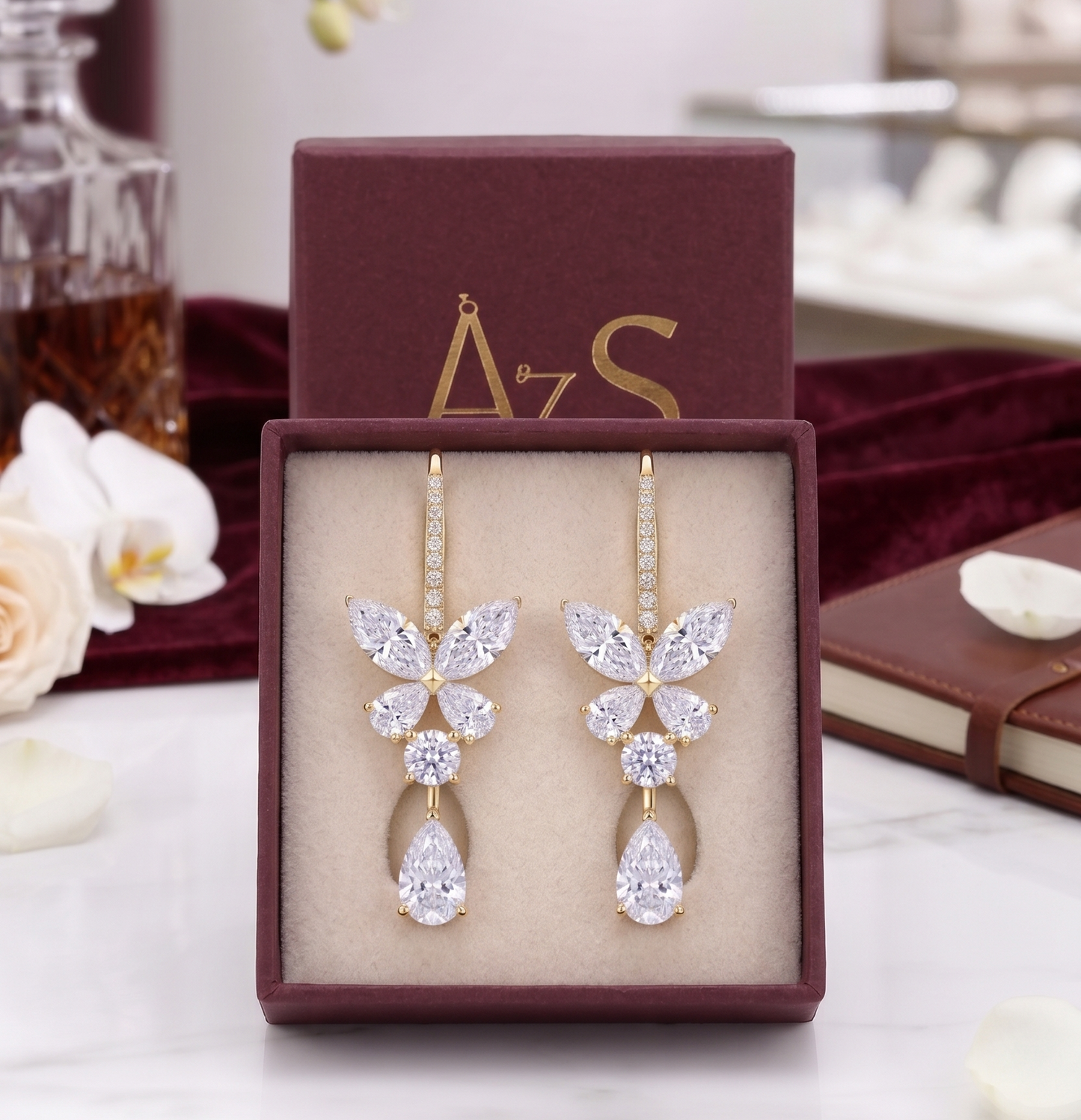 Luminous Butterfly Drop Earrings in Sterling Silver