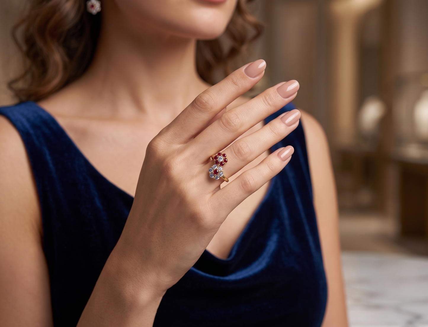 Delicate Double Daisy Cluster Ring in Sterling Silver