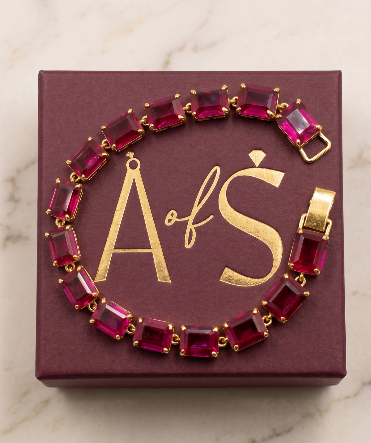 Classic Silver & Magenta Gemstone Bracelet