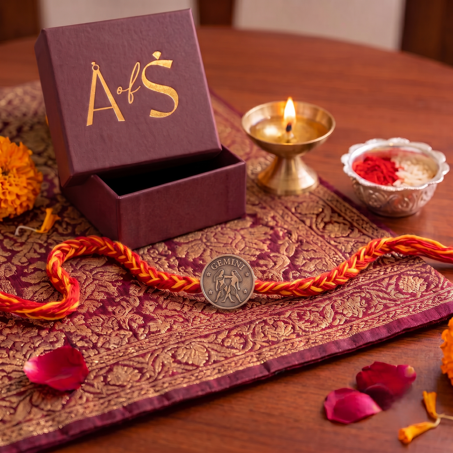 Zodiac sign 925 Silver Rakhi