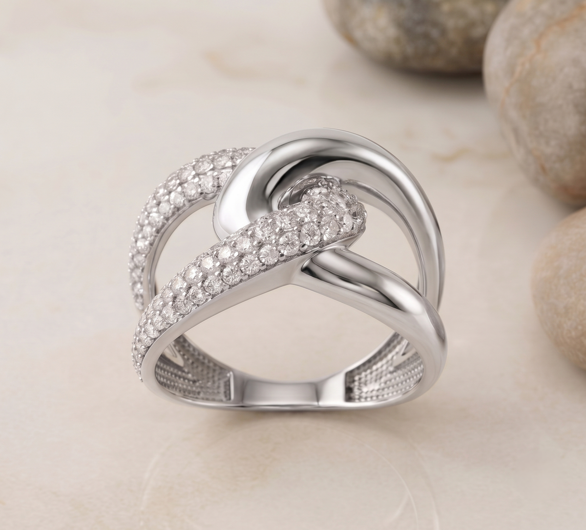 The 'Embrace' Crossover Statement Silver Ring