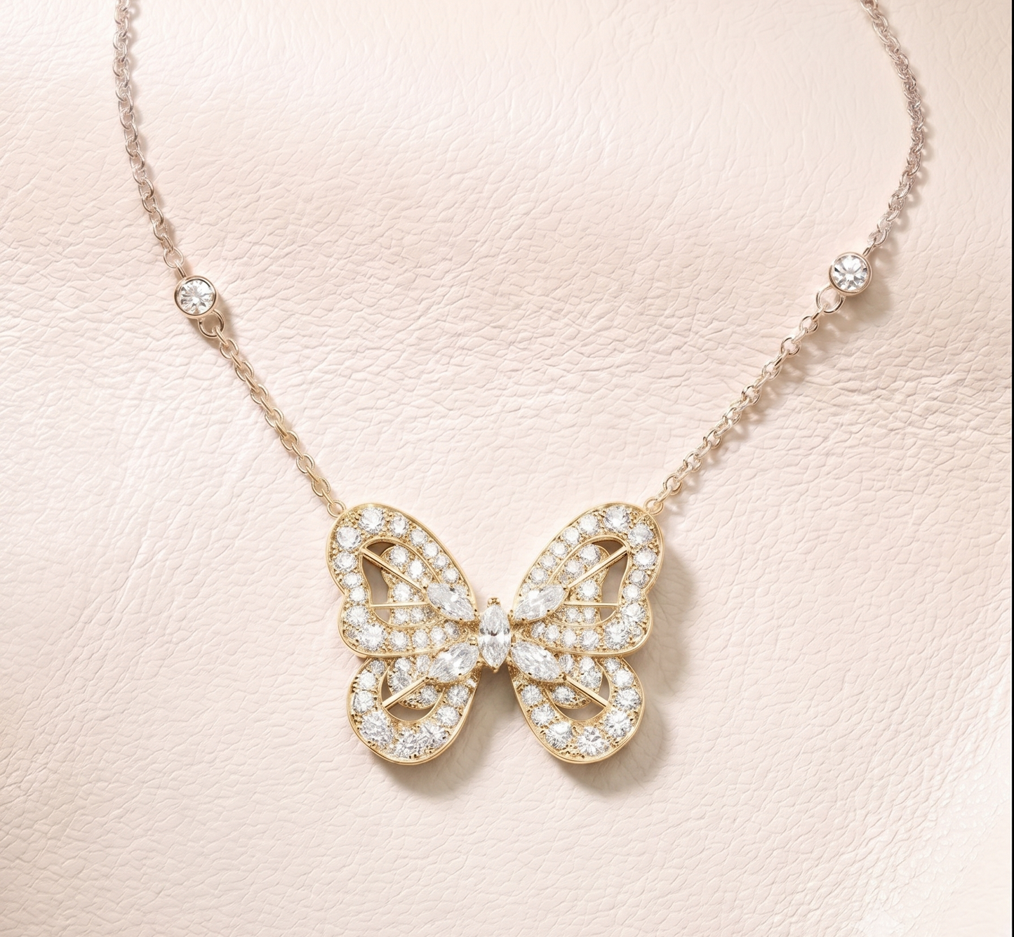 Sterling Silver Pavé Butterfly Chain Pendant