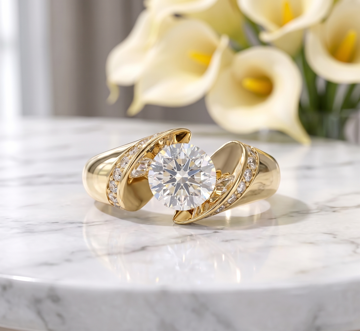 Radiant Solitaire moissanite-Accented Silver Ring