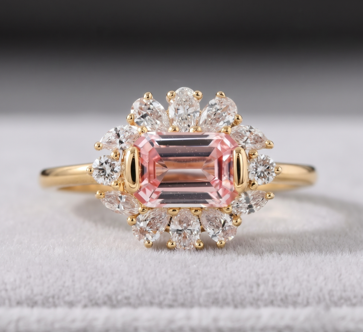 The Sterling Peach Halo Ring