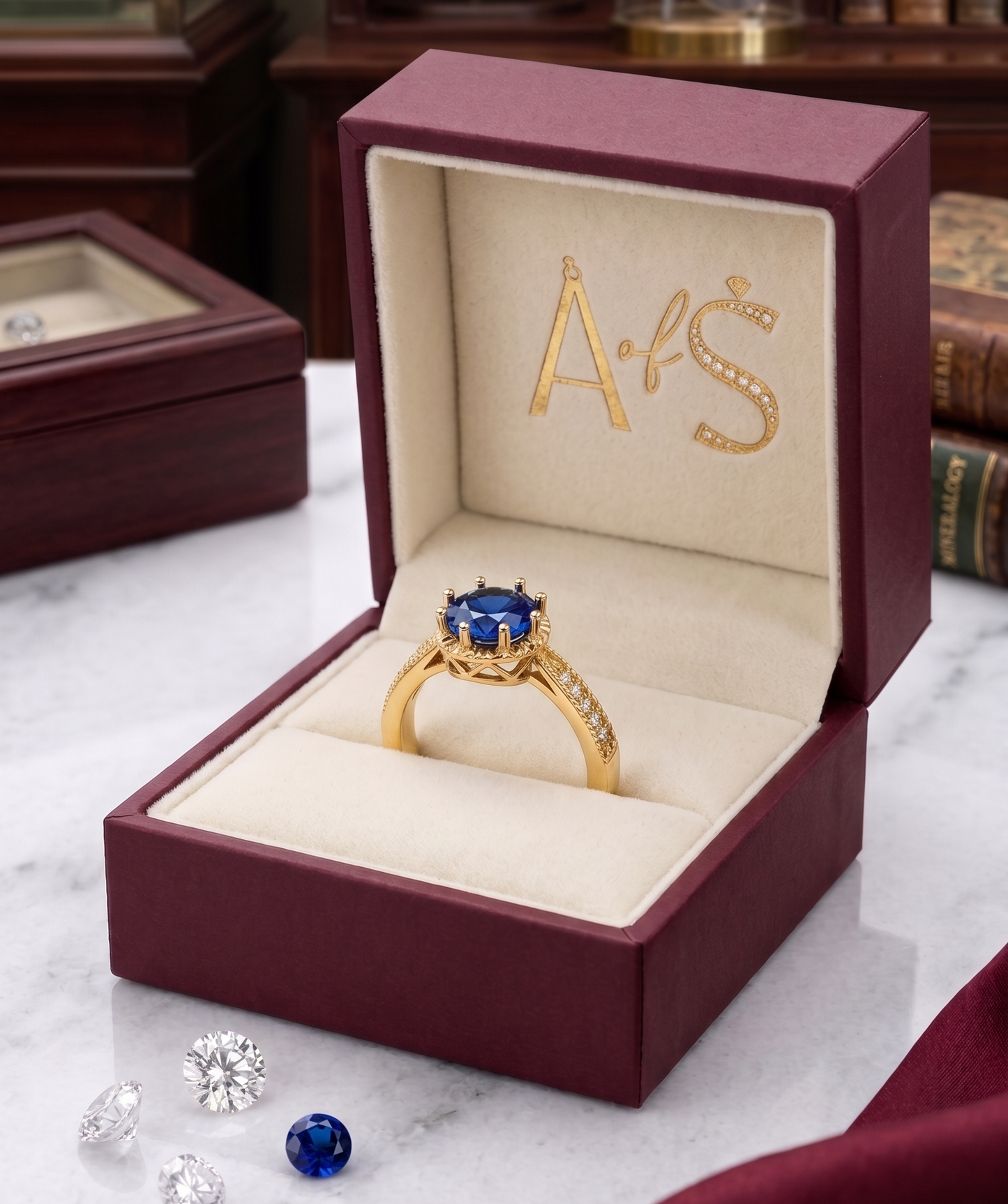 Sterling Silver Bezel-Set Blue Gemstone Statement Ring
