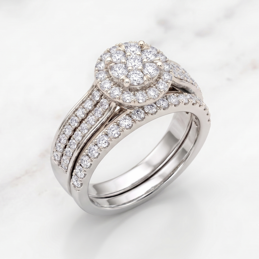 A White Gold or Platinum Bridal 925 Silver Ring