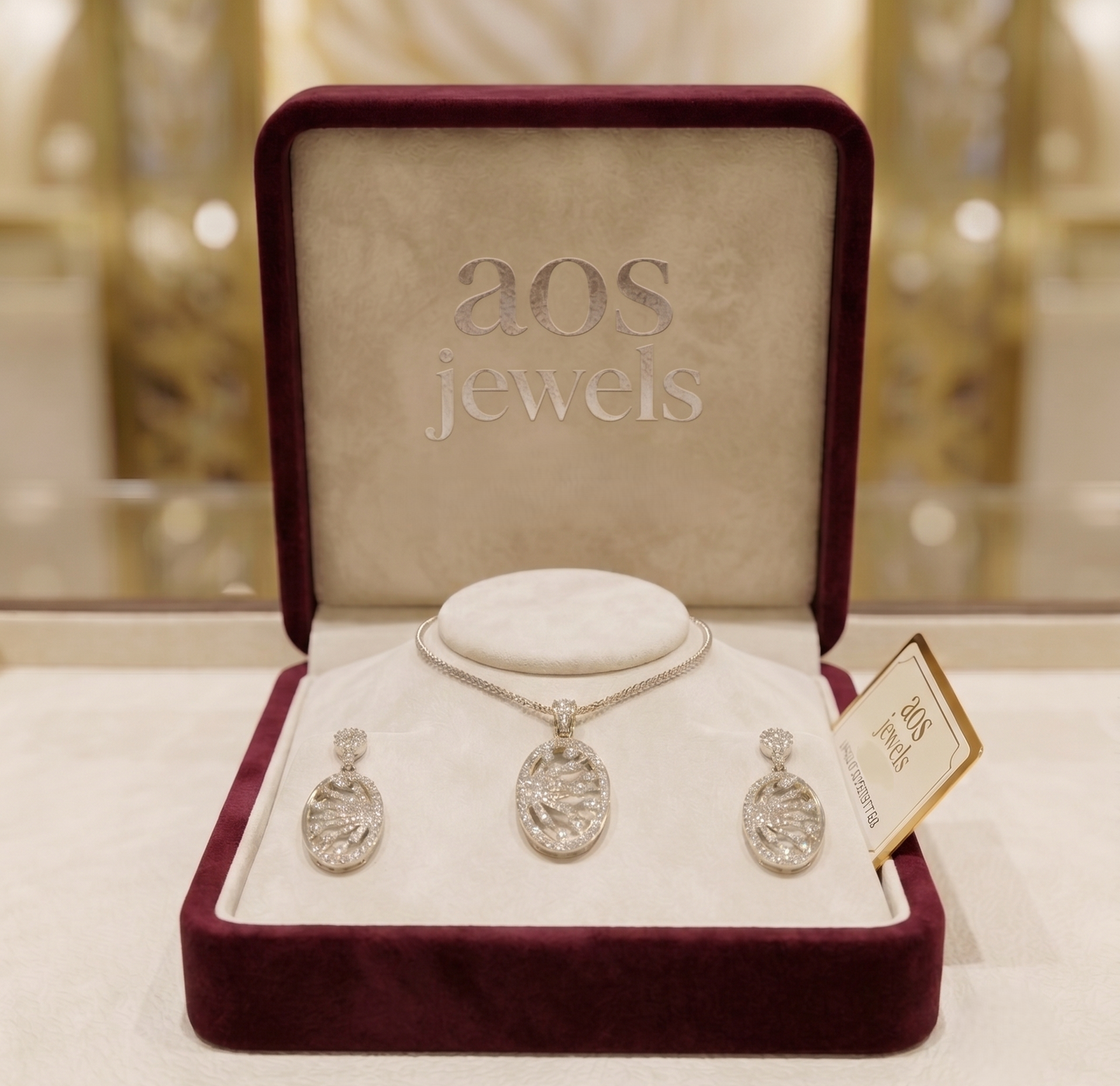 925 Sterling Silver Oval Sunburst Pendant Set